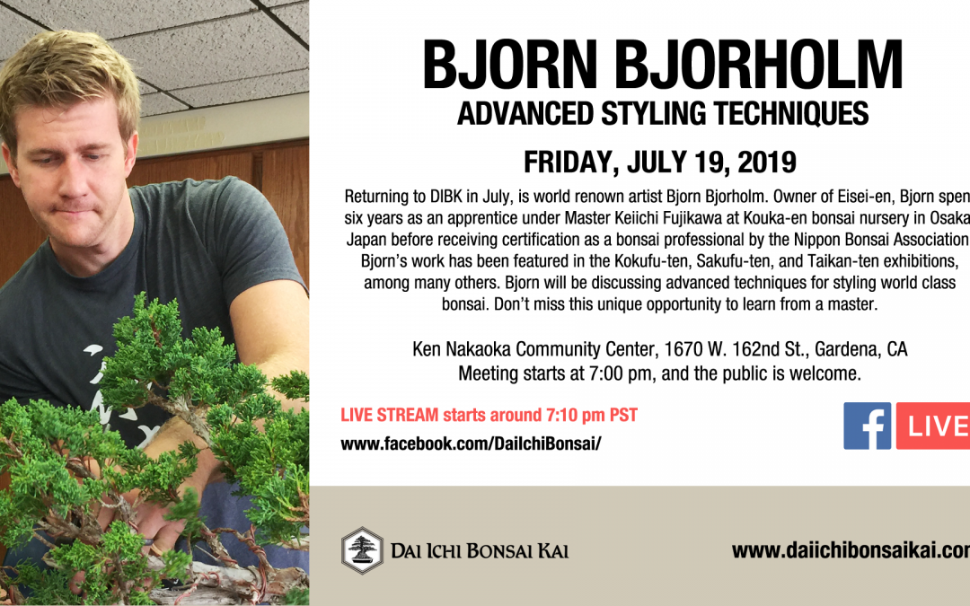 JULY 19th 2019 MEETING | AN EVENING WITH BJORN BJORHOLM